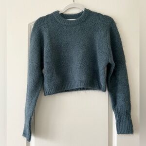 Zara Blue Crew Neck Crop Sweater